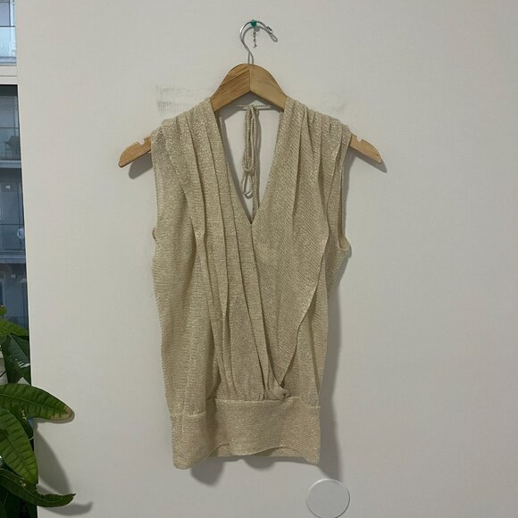 Alice + Olivia Gold Sparkle Knit Tank Blouse Size XS - Picture 2 of 8
